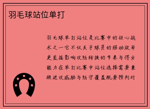 羽毛球站位单打